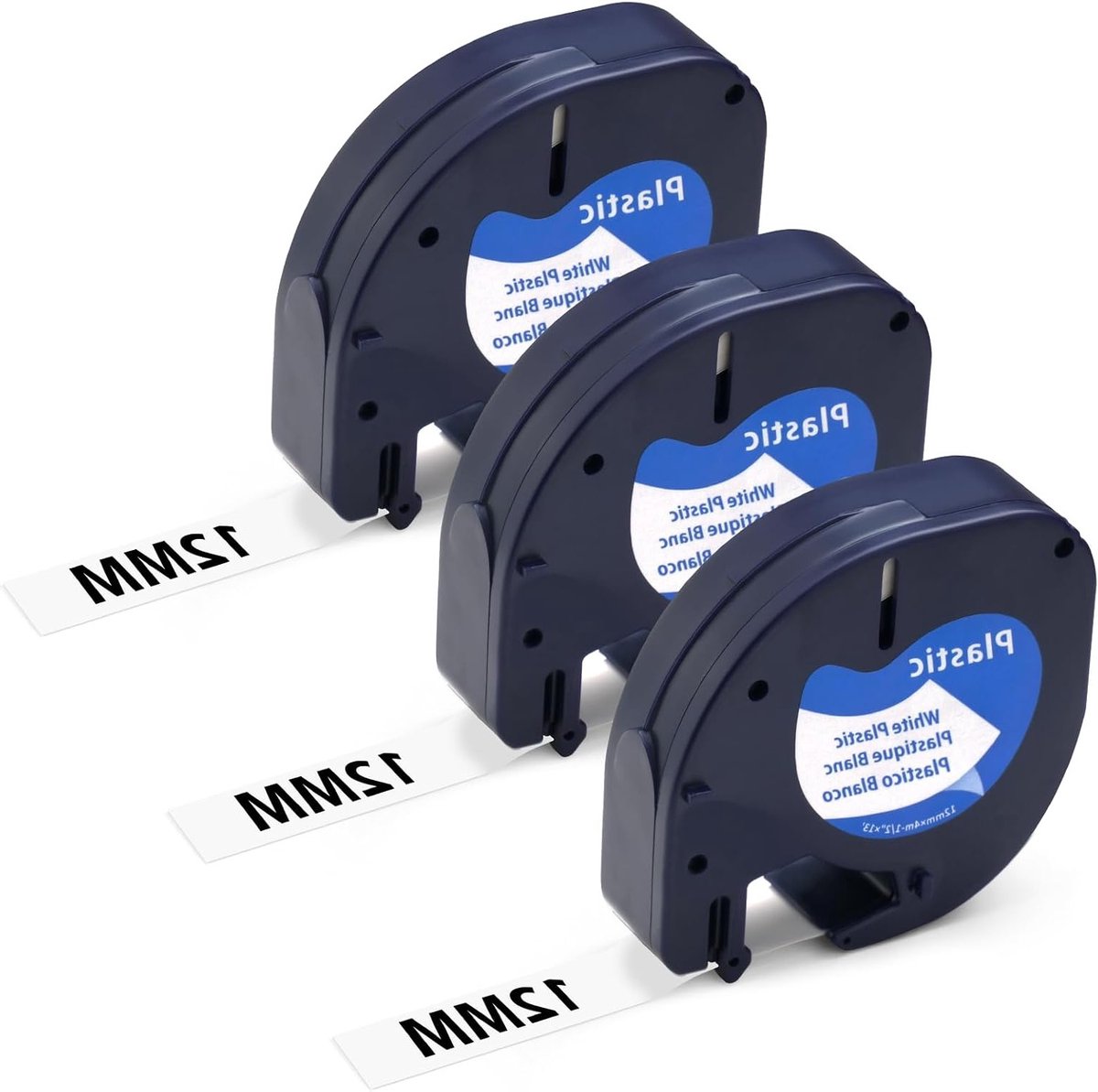 Label Tape 12mm x 8mm, 4 Stuks Zwart-Wit, Geschikt voor Brother Label Printers, Perfect voor Organisatie en Labeling
