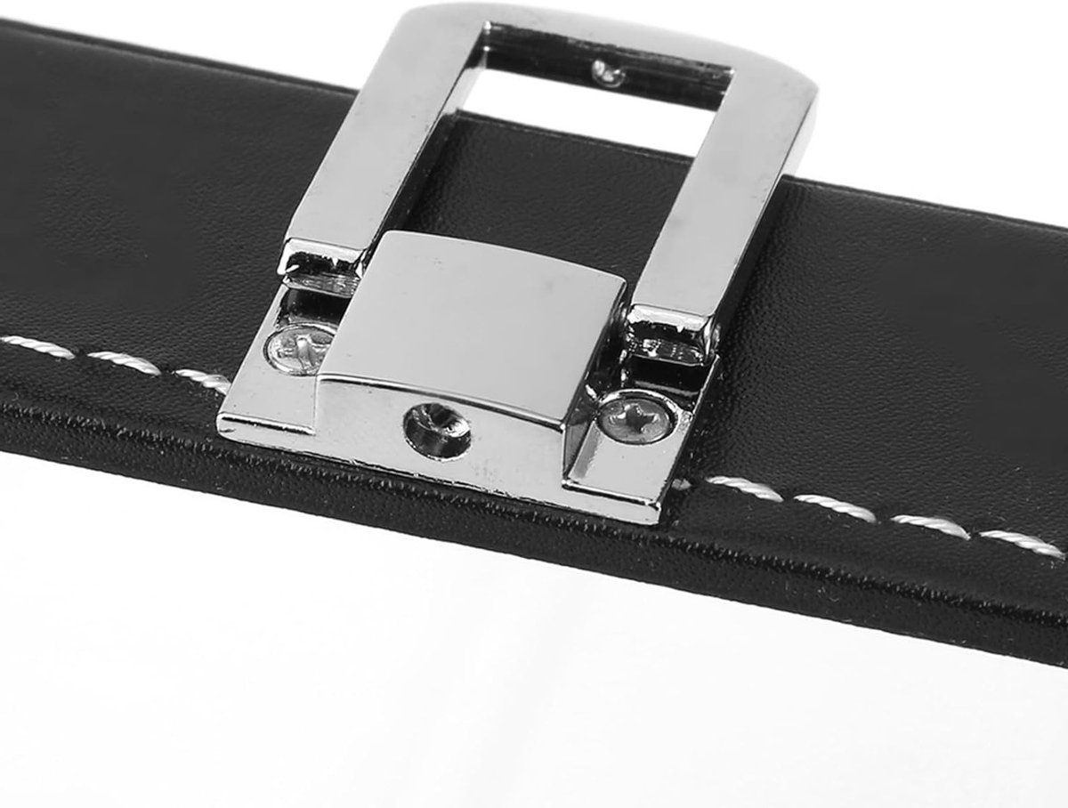 Elegante Horloge Opbergdoos met 3 Compartimenten van PU Leer en Transparante Glazen Deksel voor Sieraden en Horloge Organizer - Zwart 16 x 11 x 8 cm