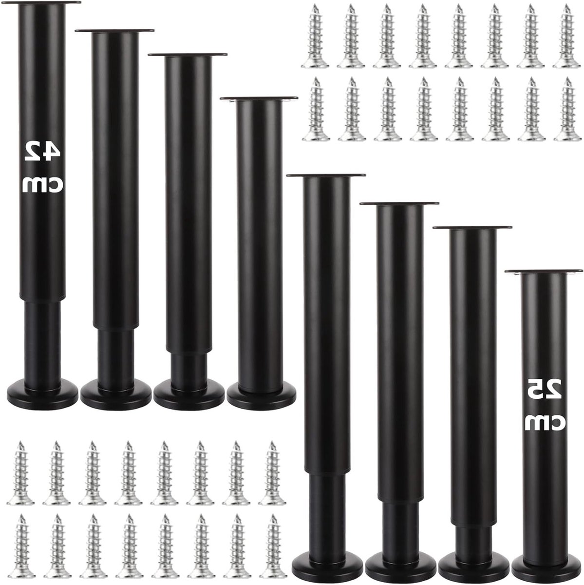 Verstelbare metalen meubelpootjes 25-42 cm - Set van 8 voor tv-kast, bank en badkamermeube