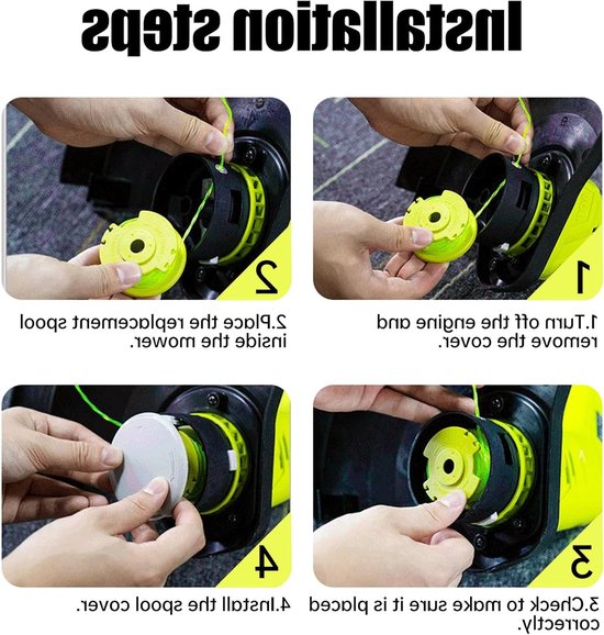 Draadtrimmer spoelen set van 4 met 1 dop (groen) voor tuinonderhoud en precisiewerk van Merkloos — afbeelding 4