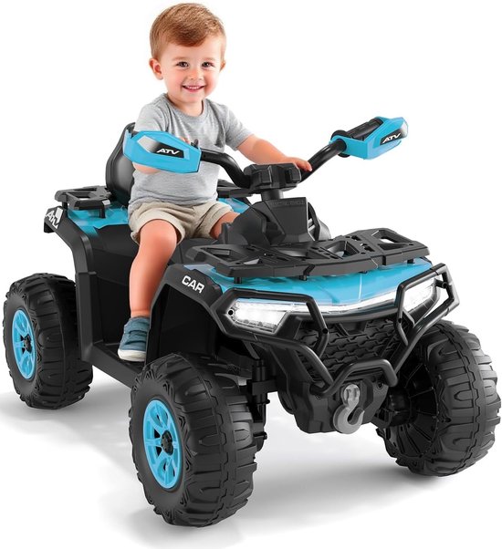 Quad Électrique 12V pour Enfants 3-7 Ans,104x67x74cm, pour Différents Terrains Noir