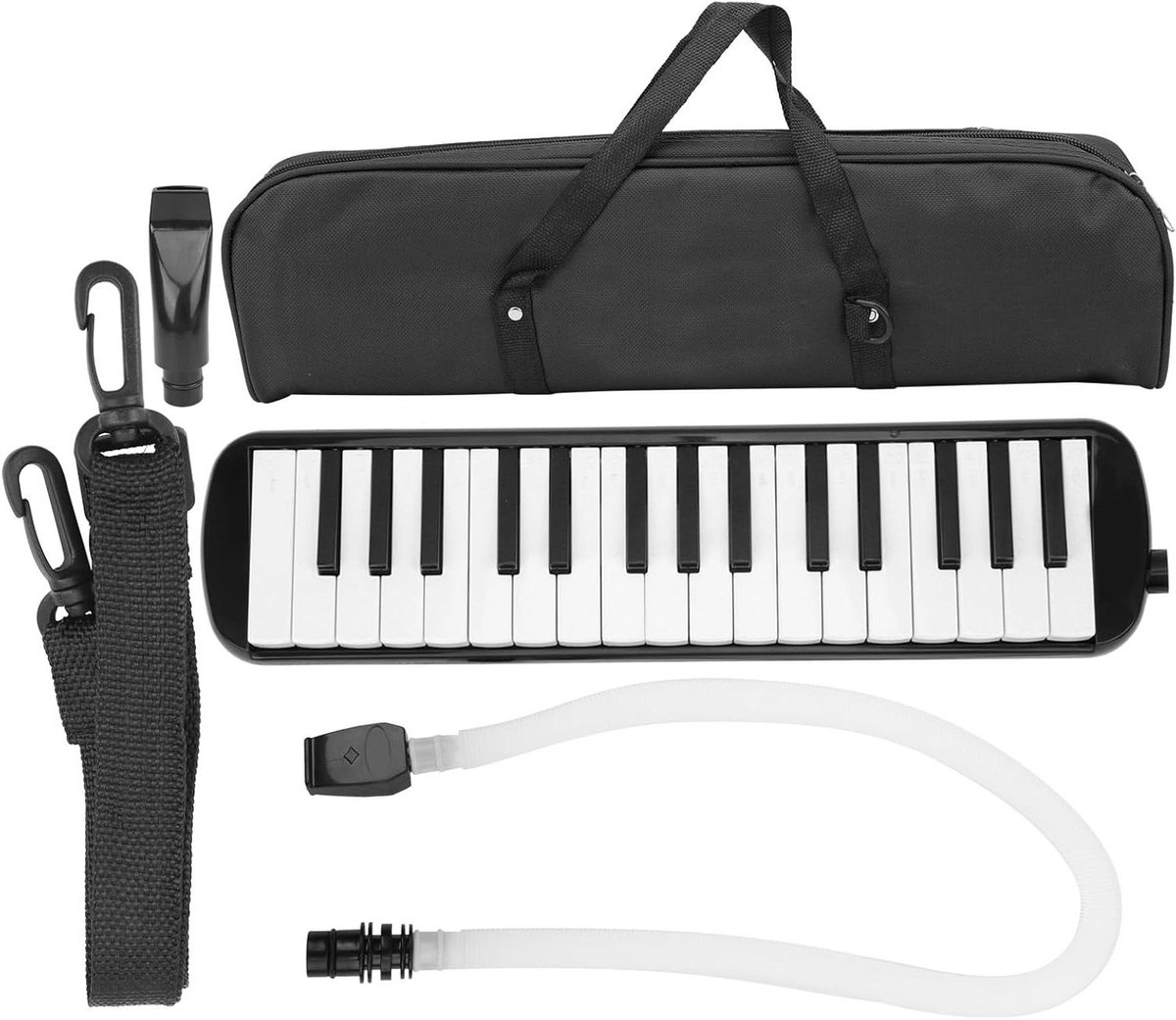Melodica-instrument met 32 ​​toetsen, Toetsenbord in Pianostijl, Muziekinstrument voor Beginners en Oefentas voor Muziektraining (BLACK)