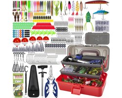 460pcs Fishing Rod Accessories Set with Bait Box, Fishing Bait Kit and Tool Set with Lip Clips, Hook Remover, Spoon Indicator Lights Spinner, Jigs, Fishing Equipment for Kids, Adults, Beginners
