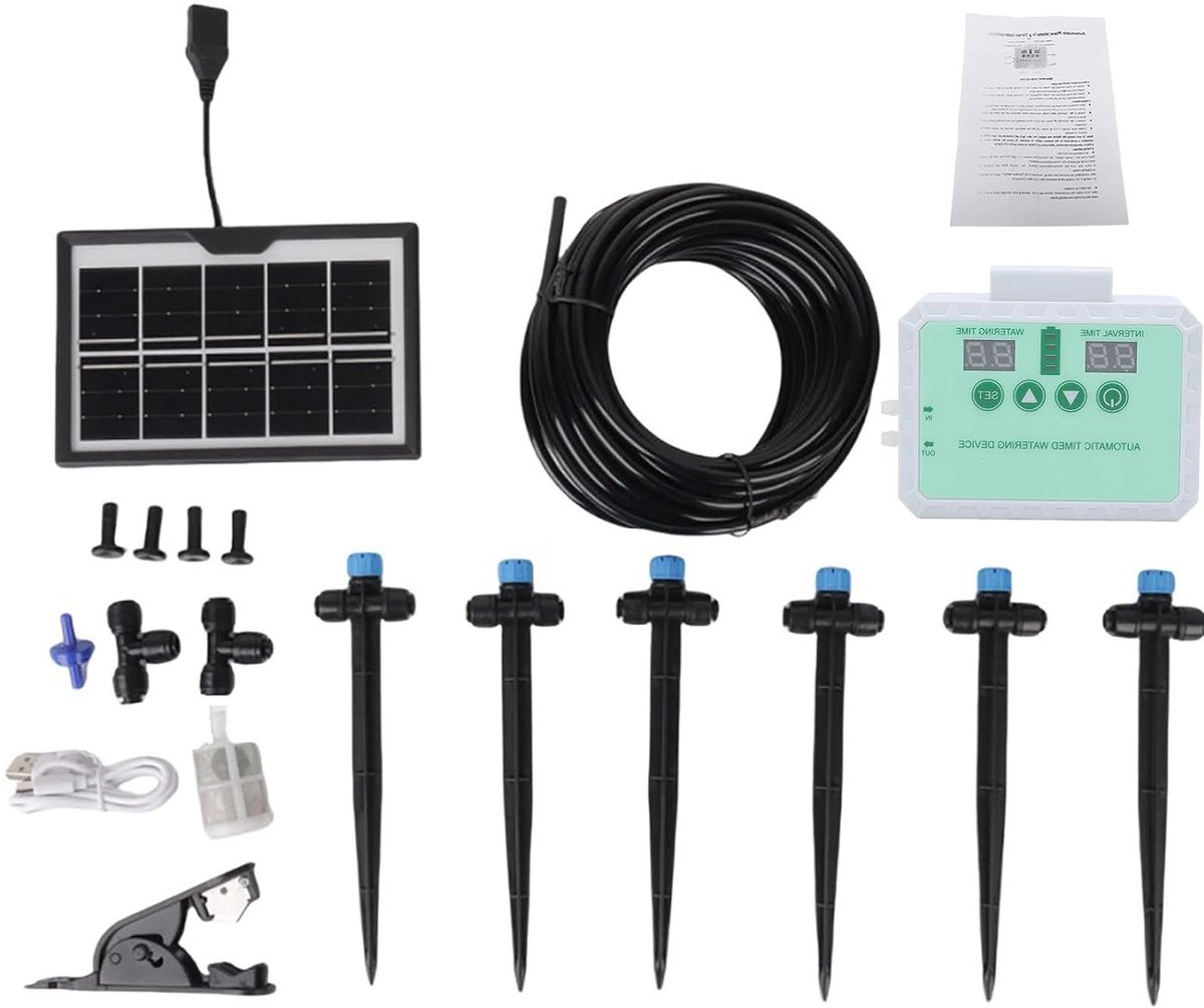 Automatisch Druppelsysteem - Zonne-irrigatie Kit - Planten Water Geven - Op Zonne-energie - 3 Meter Kabel - Wit