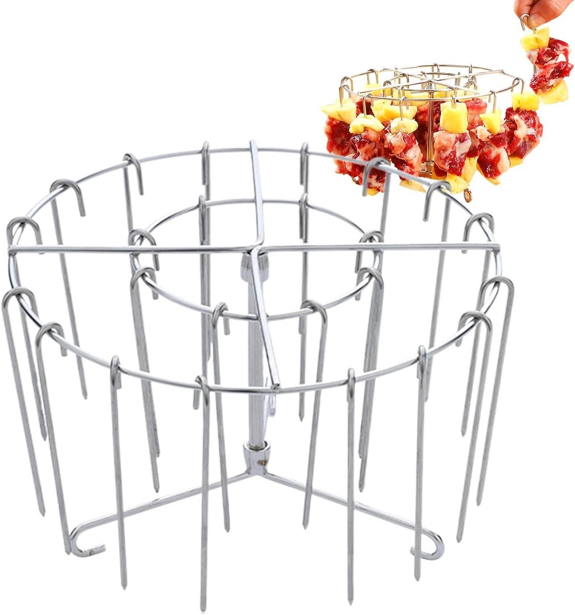 Airfryer Rooster - Grillaccessoire - Verticaal Grillen - Roestvrij Staal - 17 x 4 x 17 cm - Zilverkleurig