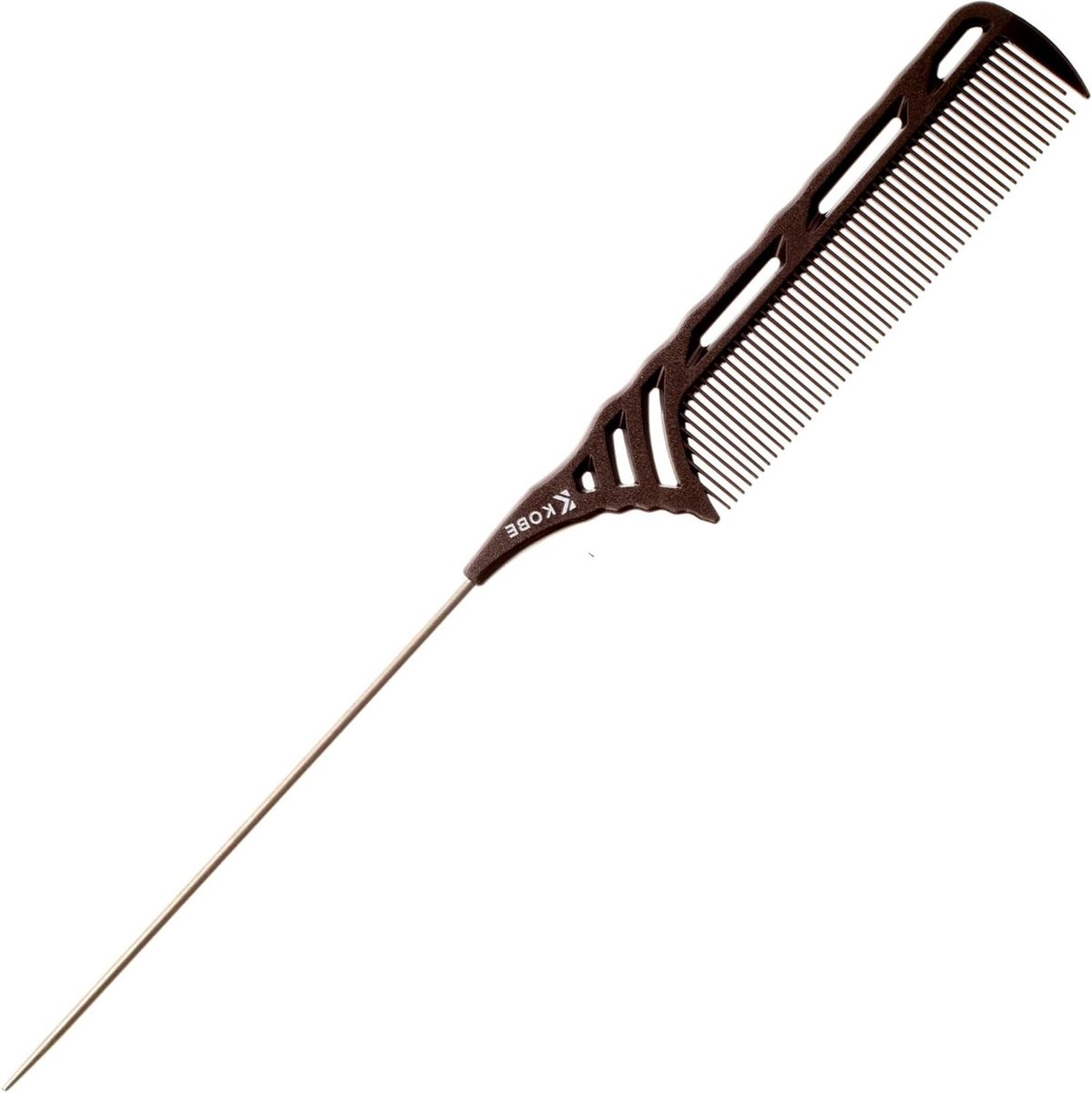 Metalen Pintail Kam - Puntkam Styling - Haar Stylen - Stevige Metalen Punt - 24 cm Lengte - Bruin