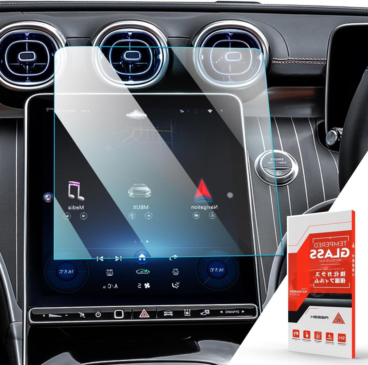 11.9 Inch Navigatie Screen Protector van Gehard Glas met Glansbescherming voor C-Class W206 / GLC X254 2022 2023 2024 - Bescherming, Aanraakscherm, Navigatie Accessoire