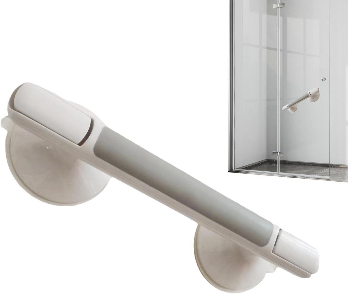 Douchegreep - Veiligheidsgreep Badkamer - Veilig Douchen - Zuigkracht Bevestiging - 31 cm Lengte - Grijs