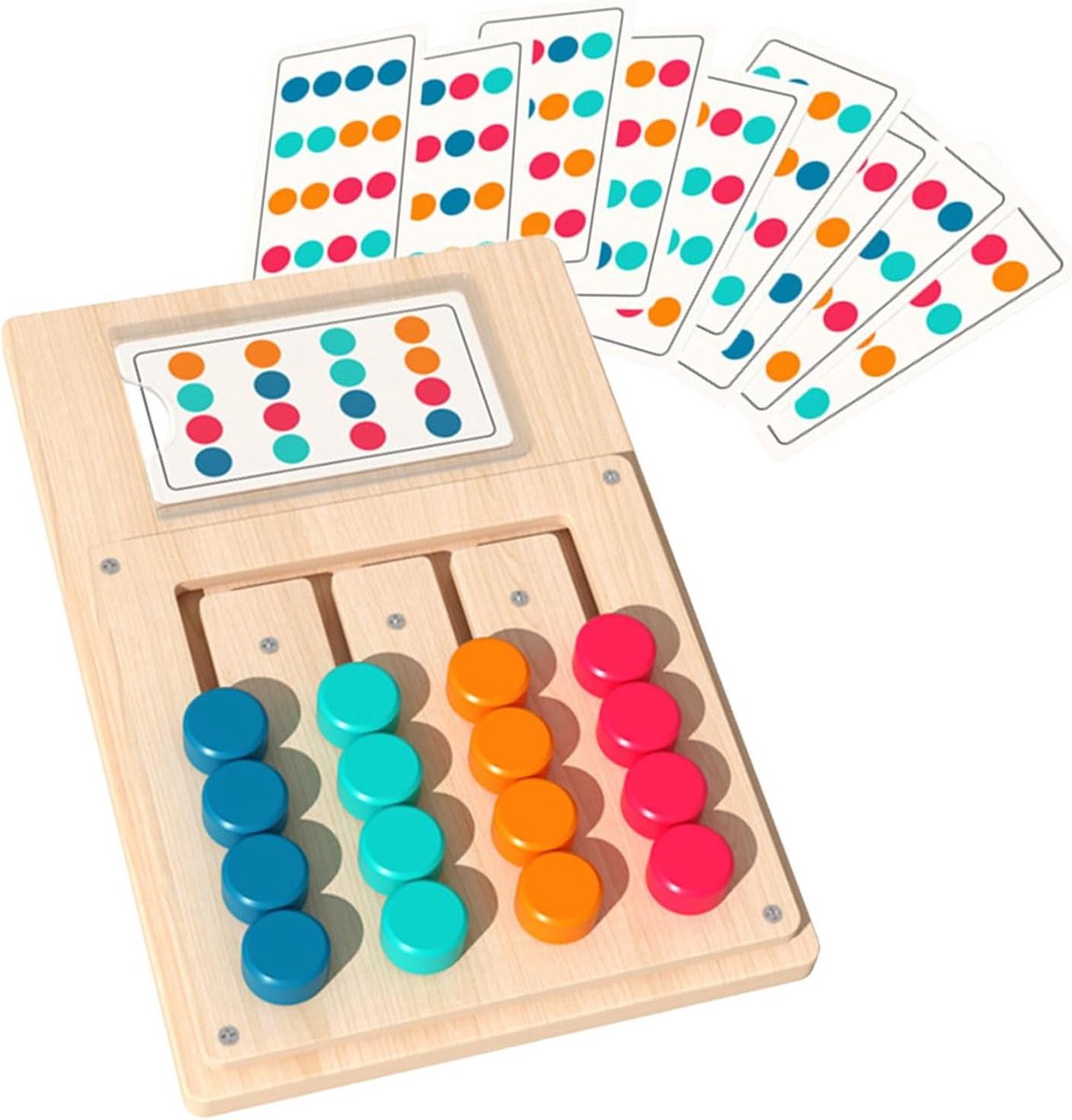 Houten Gezelschapsspel - Cognitief Geheugenspel - Geheugen Training - 24 Spel Templates - 23 x 15 cm - Multicolor