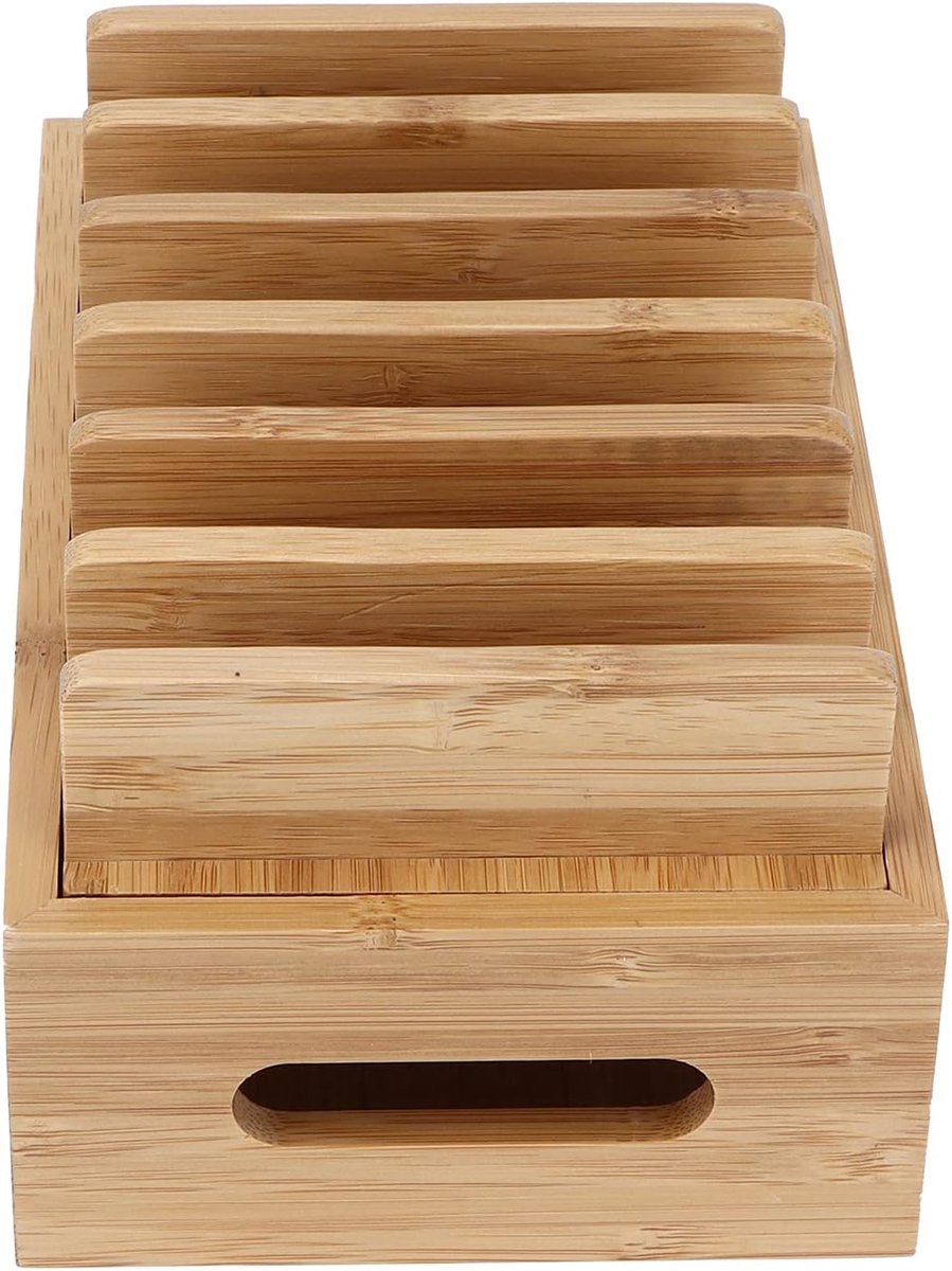 Telefoon Tablet Organizer - Opbergdoos Hout - Bureau Opruimen - Natuurlijk Bamboe - 19 cm Breed - Houtkleur — cadeau in Wonen & Interieur - foto 6
