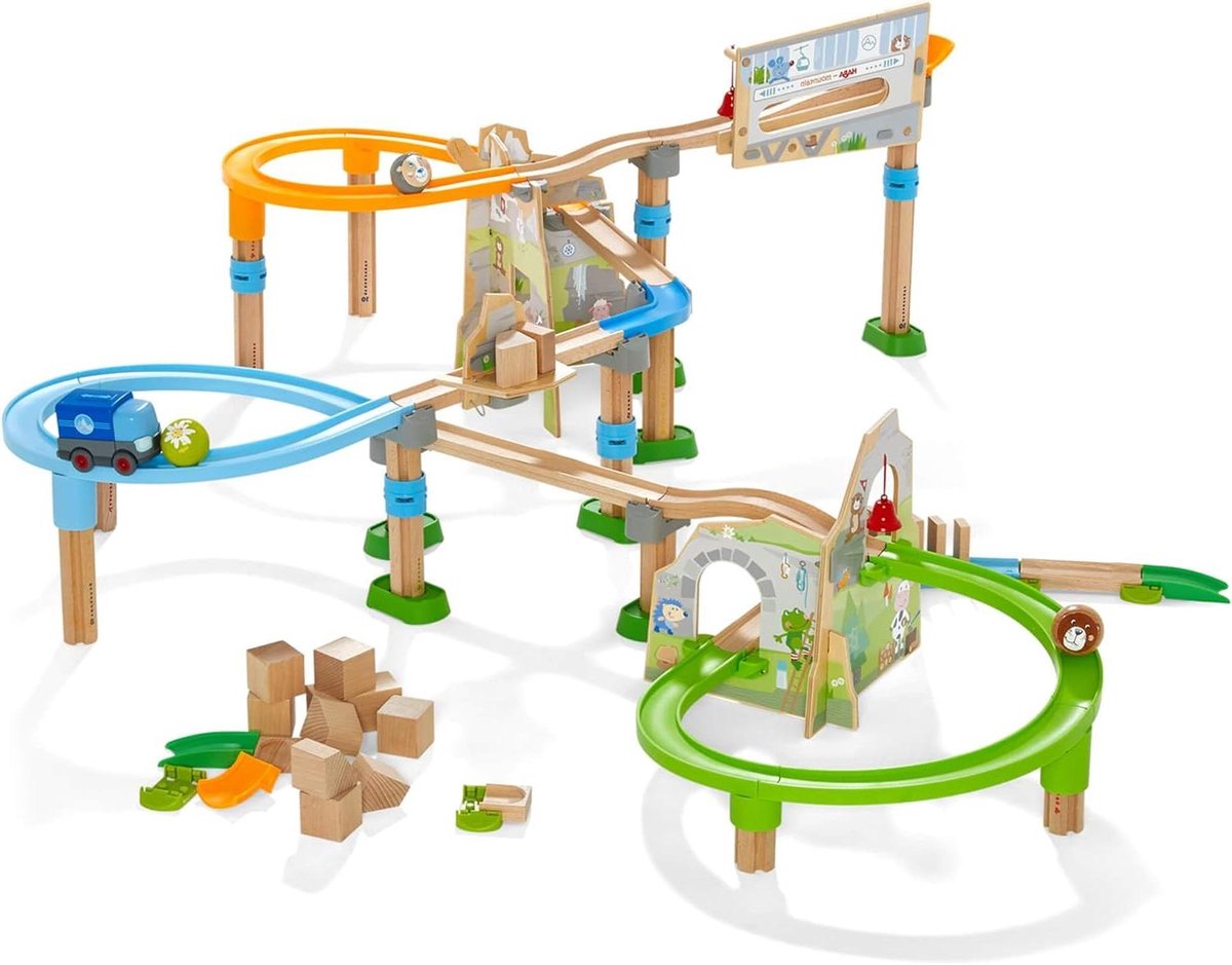 Eerste Balbaan Pakket - Knikkerbaan Set - Creatief Spelen - Inclusief Batterijwagen - 45 cm - Kleurrijk