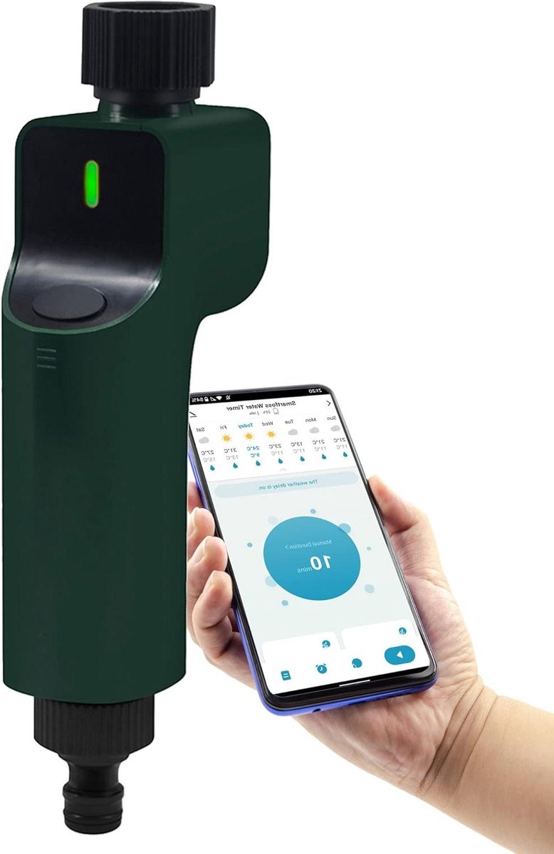 Slimme Water Timer - Tuin Beregening - Automatisch Water Geven - Weergestuurd - 1 Stuk - Groen