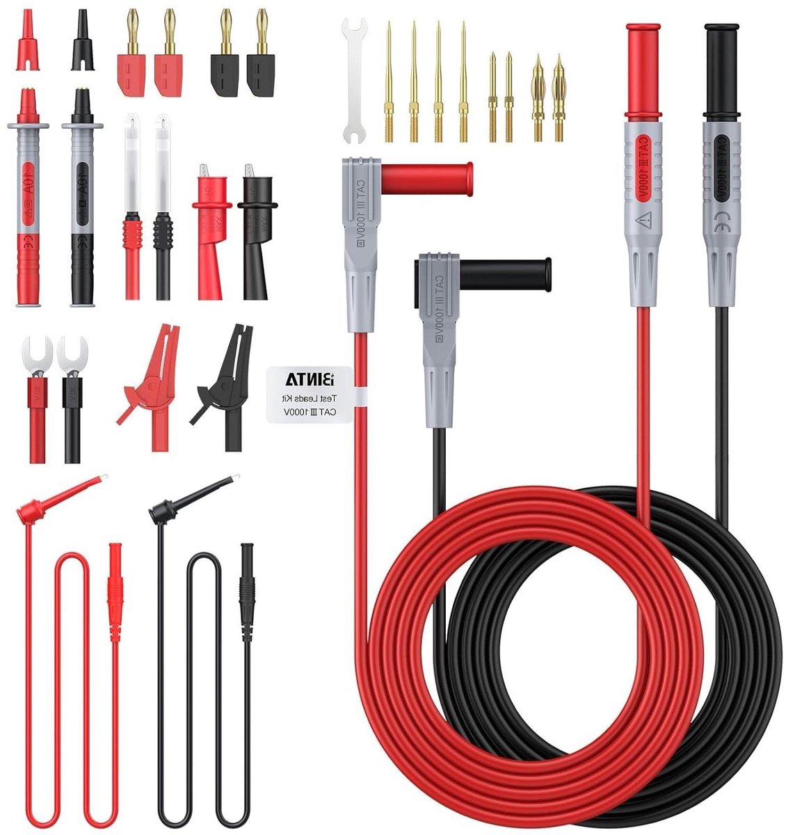 Multimeter Meetkabel Set - Testkabels - Elektrisch Testen - CAT III 1000 V - 27 Stuks - Zwart