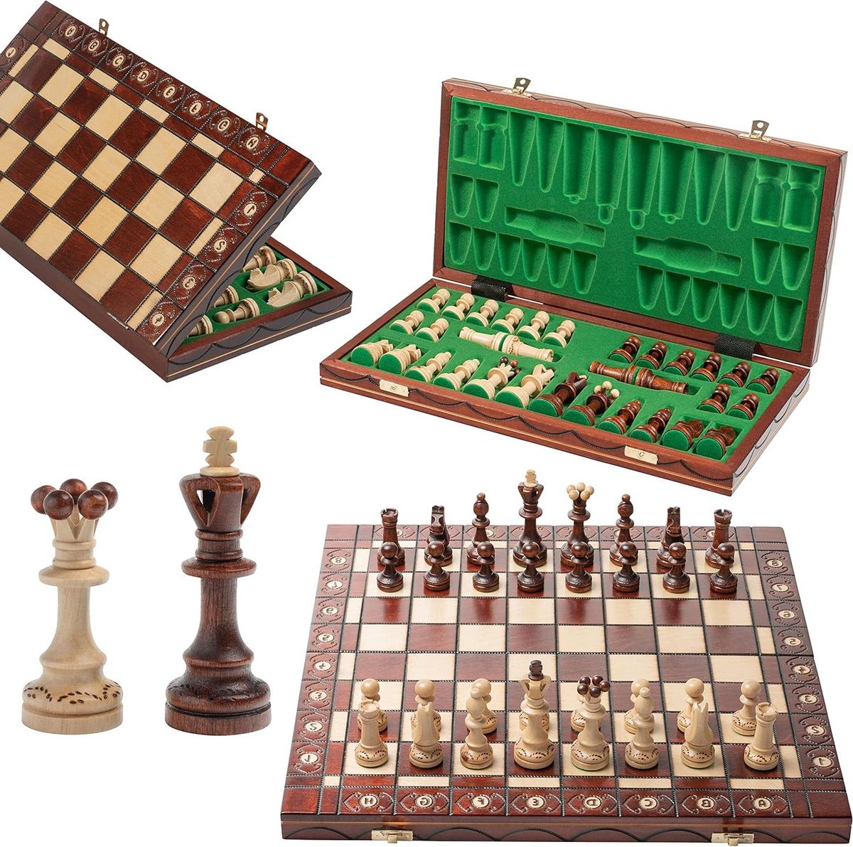 Schaakbord Hout - Traditioneel Spel - Strategisch Vermaak - Handgemaakt Decoratief - 41 cm - Bruin