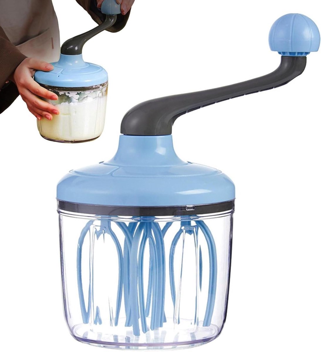 Eierklopper - Melkopschuimer - Praktisch Koken - Halfautomatisch - 10.63x5.12x3.94 Inch - Wit