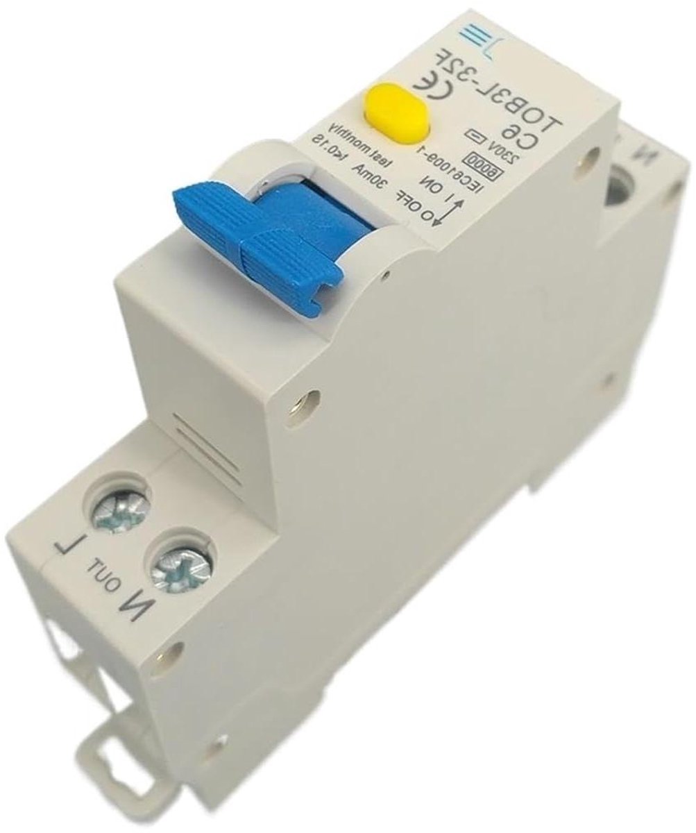 1P+N 6KA aardstroomdifferentiële zekeringsautomaat, 18 mm, 230 V, 50/60 Hz, met overstroom- en lekbeveiliging (16 a)