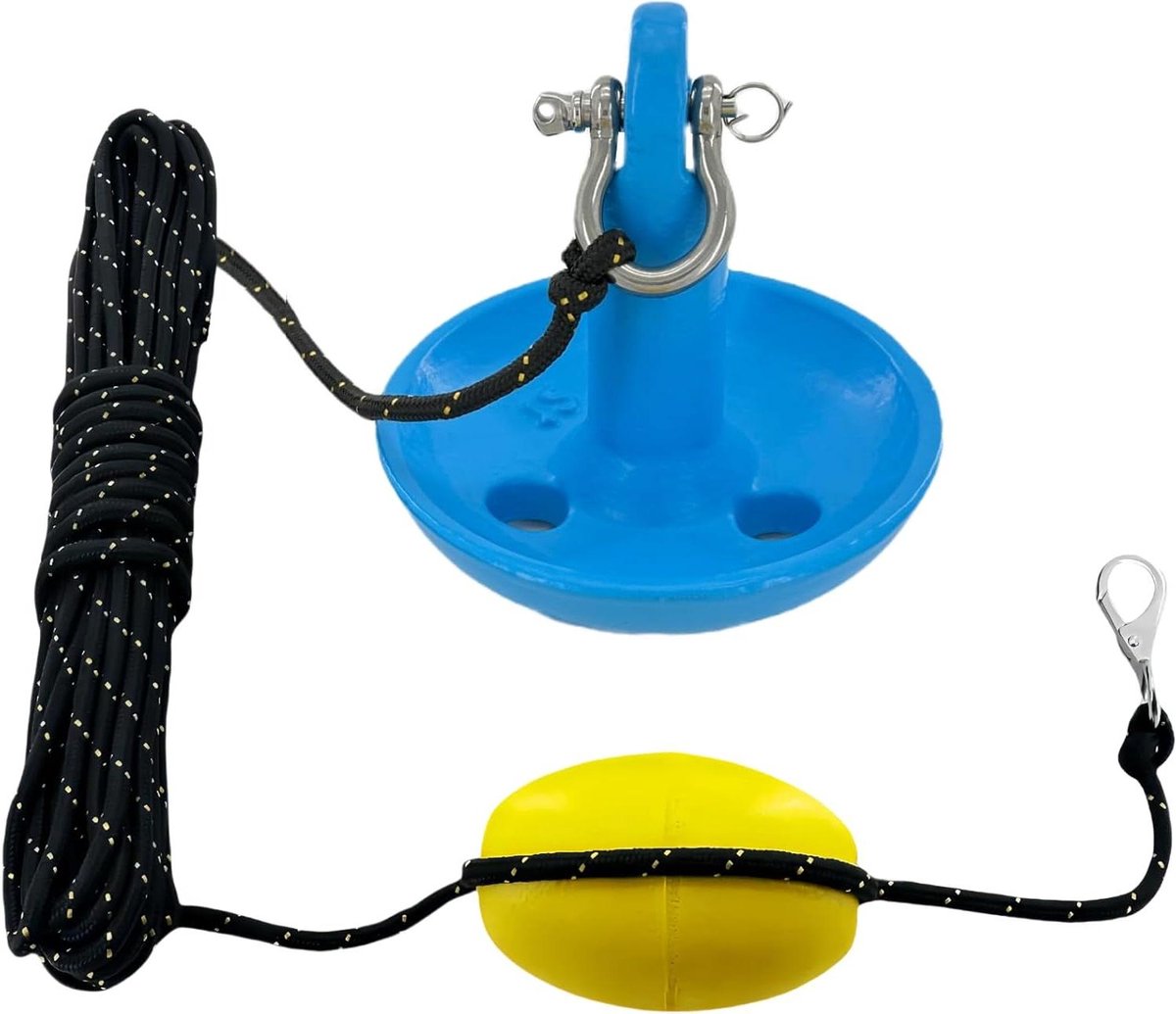 Paddenstoelanker Kit - Kayak Anker - Watersport Stabiliseren - PE Gecoat Staal - 54 kg - Blauw
