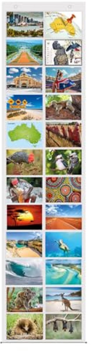 PromoHome Fotogordijn 24 vakjes voor liggende foto's 10x15 cm - Prikbord alternatief voor ansichtkaarten en afbeeldingen - Doorzichtig