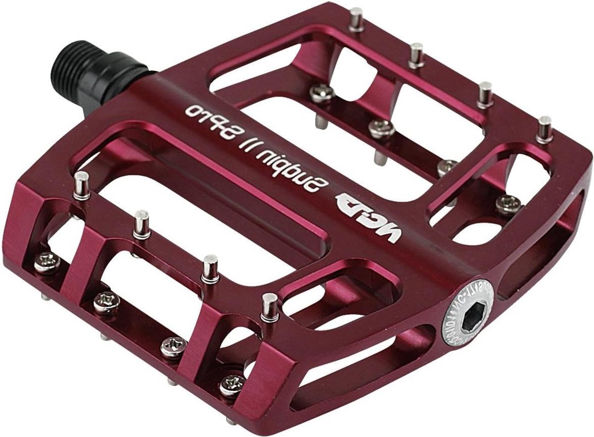 Platform Fietspedalen - MTB Pedalen BMX - Fietsen Mountainbike - Aluminium Met Stalen Pinnen - 9/16 Inch - Rood