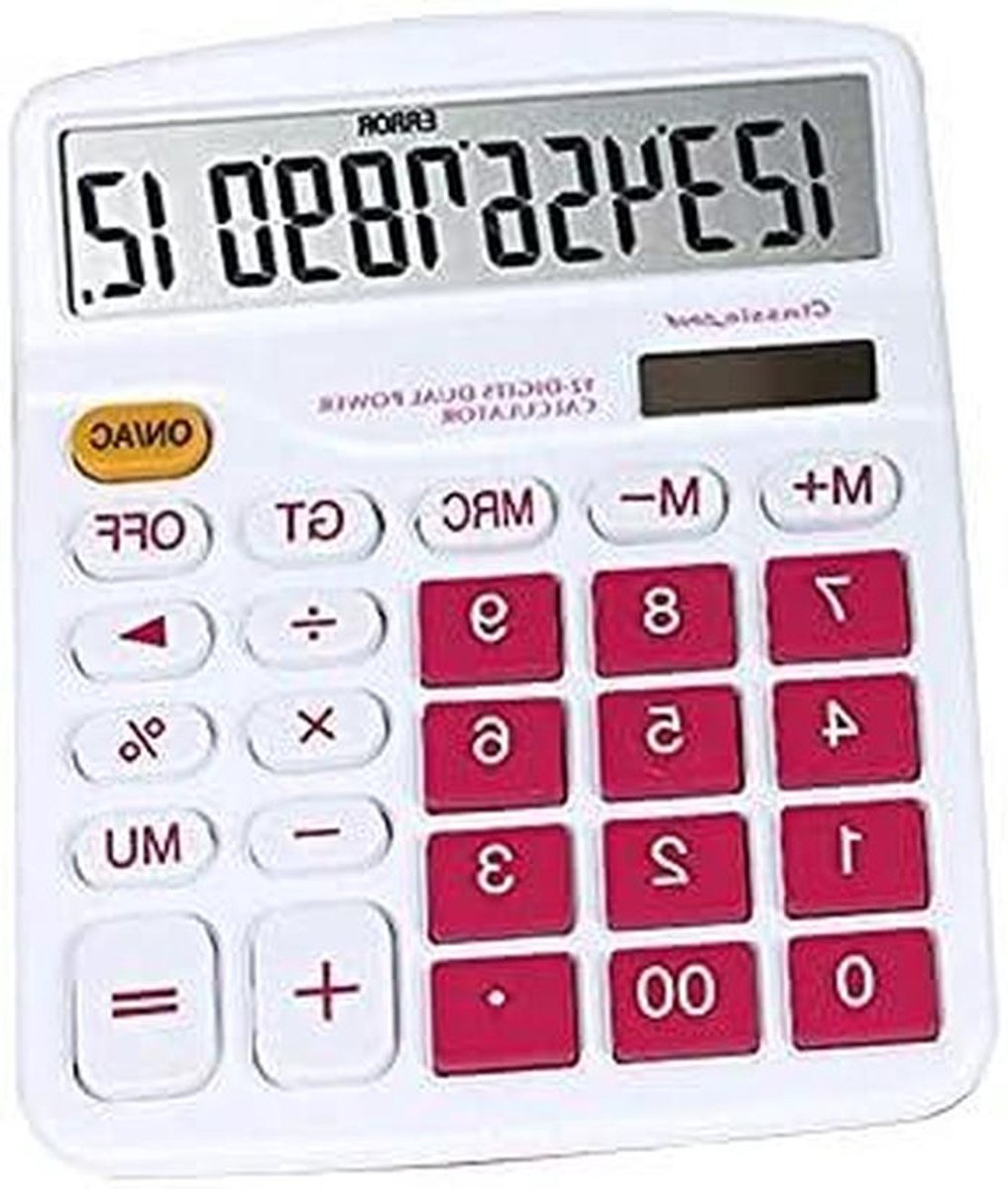 Rekenmachine Bureau - Financiële Calculator - Dagelijkse Berekeningen - Groot Display en Toetsen - 14.8 cm - Rose Red