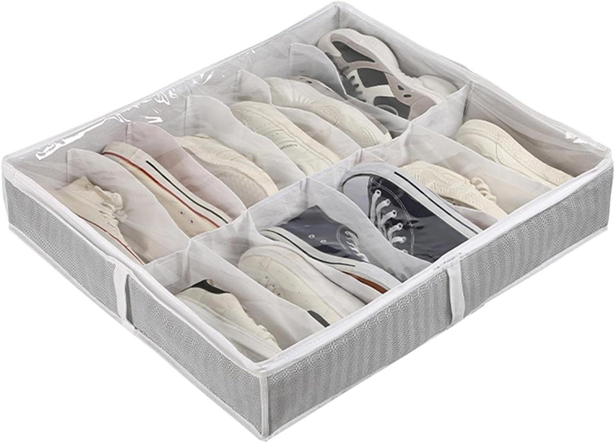 Opbergzak - Schoenen organizer - Onder bed - Opvouwbaar ontwerp - 6 paar capaciteit - Grijs