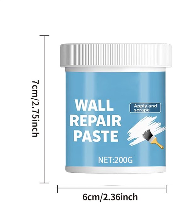 Gipsplaat reparatieset - Muur reparatie - Wanden herstellen - Waterdichte beschermlaag - 220 gram - Wit van Merkloos — afbeelding 3