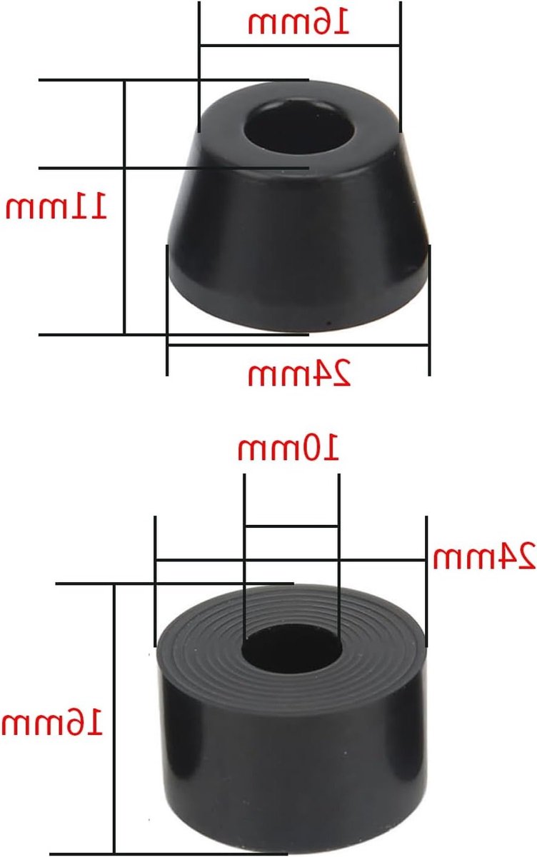 Shock Absorber voor Skateboard en Longboard, PU Zwart Schokbestendige Pad en Vervangingsbushings voor Trucks
