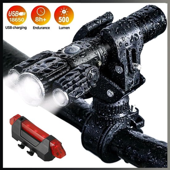 VHV - Fietslamp - oplaadbare fiets voorlamp - 1000 lumen - USB oplaadbaar - waterdicht - 4 lichtstanden - telescopische focus - voor nachtritten, outdoor ritten, stadsfiets en mountainbike — afbeelding 2