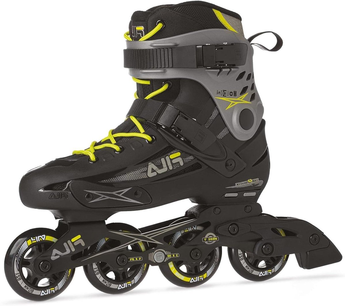 Inline Skates Heren - Schoenen Skaten - Fitness Skaten - Verstelbaar Wielframe - 80 mm Wielen - Zwart Grijs Lime