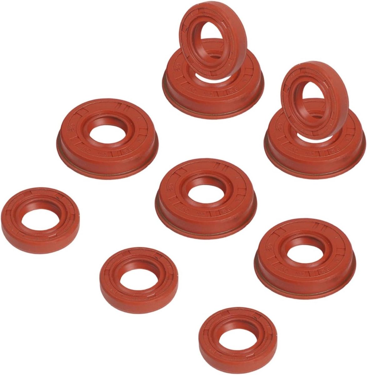 Oliekeerring Set - Kettingzaag Afdichtingen - Motoronderhoud - Precieze Pasvorm - 5 Stuks - Rood