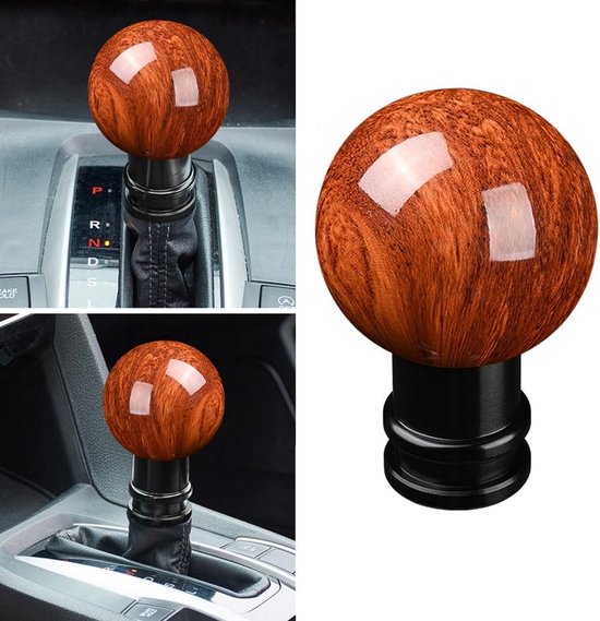 Schakelpookknop Rond - Pookknop Auto - Auto Interieur Upgrade - Houtnerf Aluminium Design - 78 x 5 cm - Rood — afbeelding 3