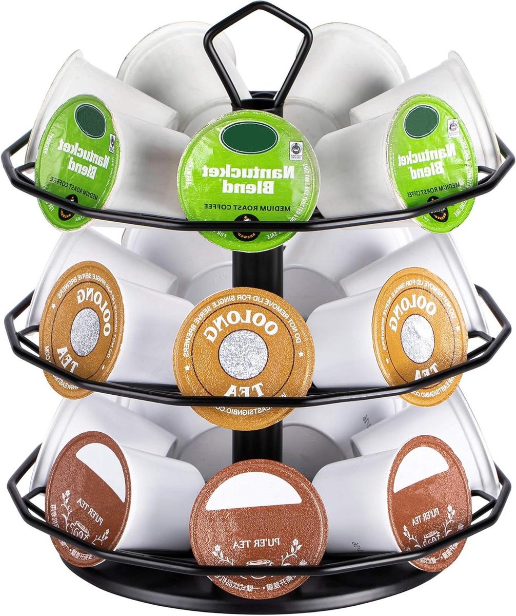 Koffiecup Houder - Capsulehouder Draaibaar - Keuken Organiseren - Zelfnivellerend - 21 Cups - Zwart
