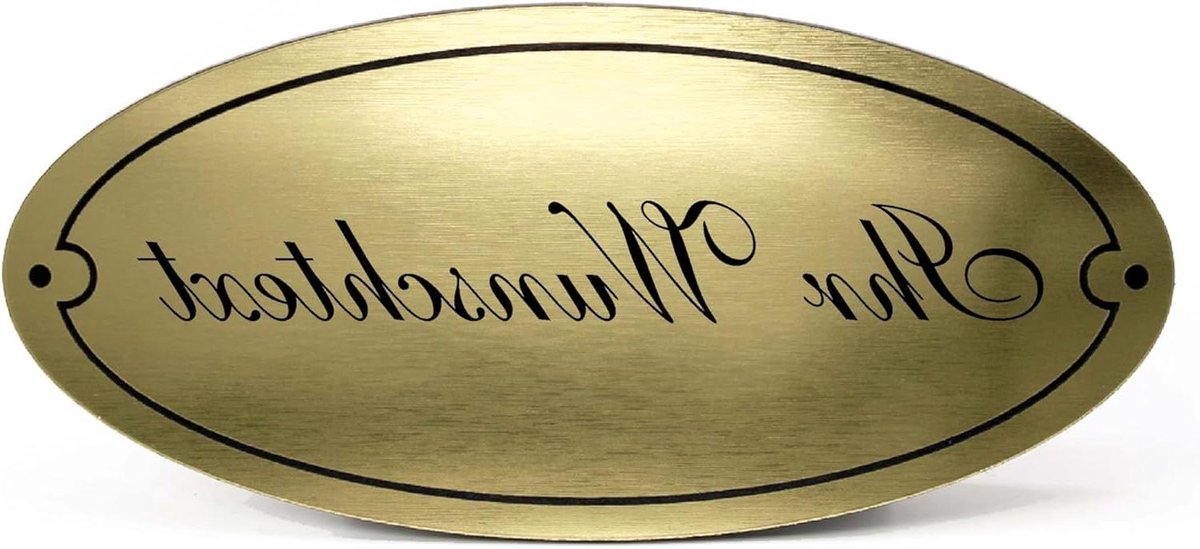 Gepersonaliseerd Inscriptiebord - Naambordje Deur - Deur Decoratie - Ovaal Goudkleurig - 15 x 7 cm - Goud