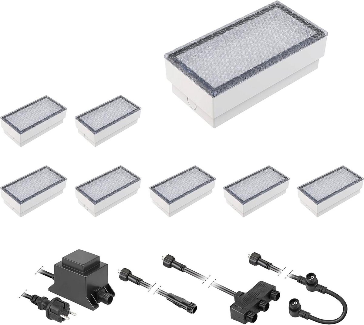 LED Stoeptegel Verlichting - Grondinbouwlamp Tuinlamp - Terras Verlichten - Beloopbaar tot 500kg - 20x10cm Set van 8 - Grijs