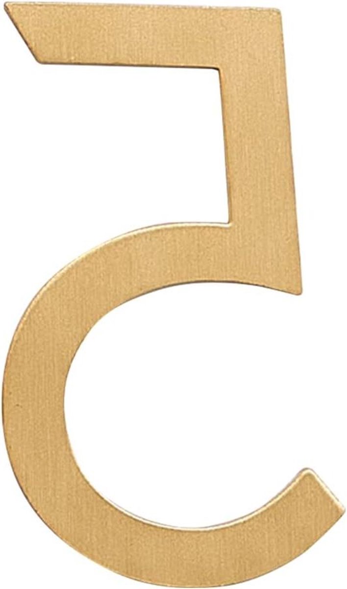 Huisnummerbord Messing - Adrescijfer Deur - Adresherkenning Huis - Modern 3D Design - 5 cm Hoog - Messing