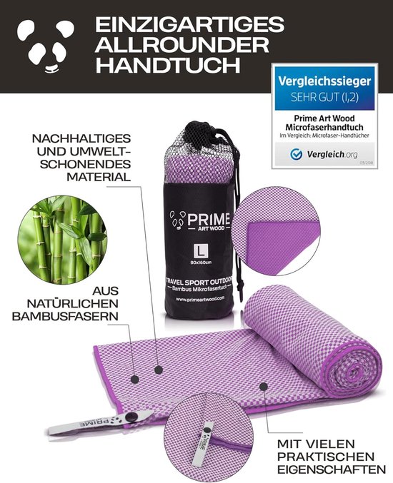 Microvezel Handdoek - Reishanddoek Sportdoek - Snel Drogen - Extra Antibacterieel - Small - Paars — afbeelding 3