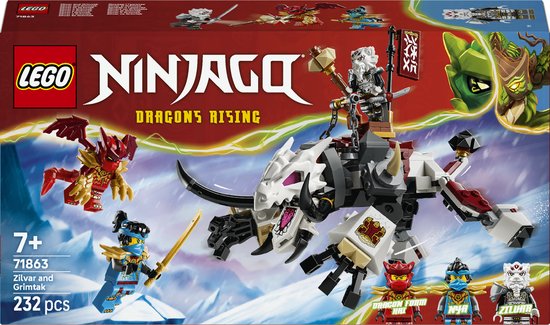 LEGO NINJAGO Zilvar en Grimtak het Drakenbeest Speelgoed Draak voor Kinderen 71863