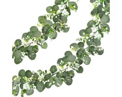ROLLWAY 2 stuks kunstmatige eucalyptusslinger, eucalyptus decoratieve plantenslinger, 1,8 m, bruiloftsslinger, bloemenslinger voor bruiloft, tafeldecoratie, bruiloftsboog, vormsel, communie, doop