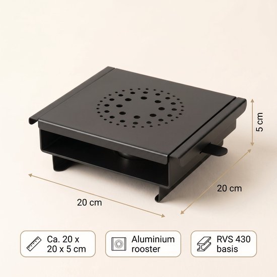 Lomera Warmhoudplaat - Rechaud op Waxinelichtje - Voedselverwarmer - Schotelwarmer - Bordverwarmer - Non-Stick Coating - Warmhouder - Theelichthouder - Tafelwarmer - Handvaten - Afneembaar Rooster - Kaarsjes - Zwart — afbeelding 3