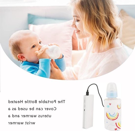 Dailygoody - Portable Baby Bottle Warmer - USB Flesverwarmer - Reiswarmhouder met Thermostaat - Rainbow - Baby-accessoire - Geschikt voor thuis en ond... — afbeelding 5