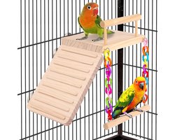 Vogelzitstok, vogelkooiaccessoire, schommelplatform - geschikt voor papegaaien, langstaartparkieten, gezelschapsvogels, valkparkieten, huisdieren, Pacifische papegaaien, eekhoorns en hamsters - stevig speeltoestel/oefenrek