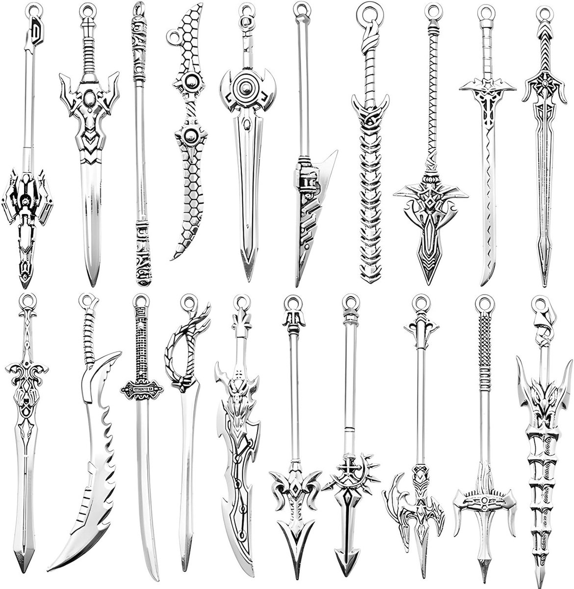 20 Stuks Antieke Zwaarden Boekenleggers, Vintage Metaal Messen, Sleutelhangers en Cadeaus voor Boekenliefhebbers, DIY Accessoires voor Lezers