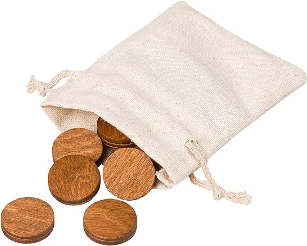 Set van 12 ronde houten koelkastmagneten met sterke neodymium magneet
