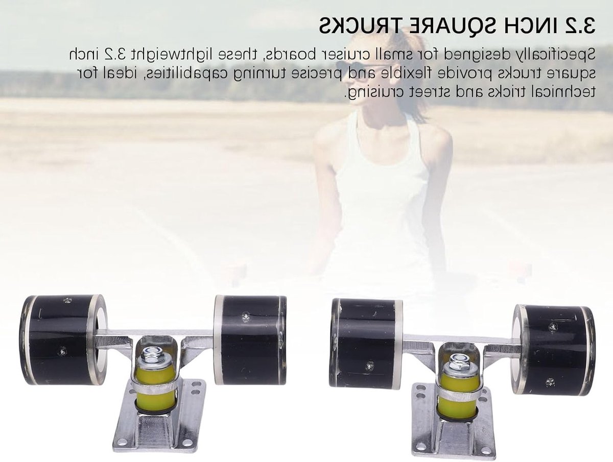 Complete Longboard Skateboard Trucks en Wielen Set 55 x 45 mm PU Wielen Aluminium Trucks en Hardware Combo voor Cruisers en Skateboard Beginners Zwart