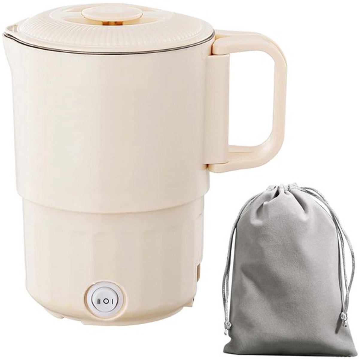 Opvouwbare elektrische waterkoker, draagbare kampeerwaterkoker met flanellen tas, mini-reiswaterkoker met roestvrijstalen bodem, reiswaterkoker voor kamperen, reizen, wandelen, buiten, BPA-vrij