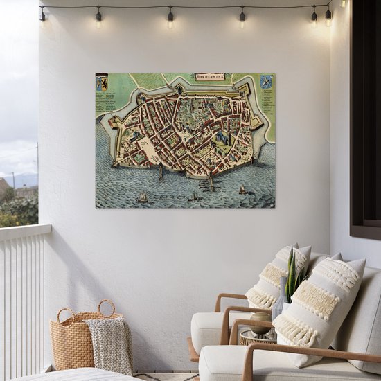 Affiche de jardin Plan de la ville - Harderwijk - Histoire - 120x90 cm - Carte