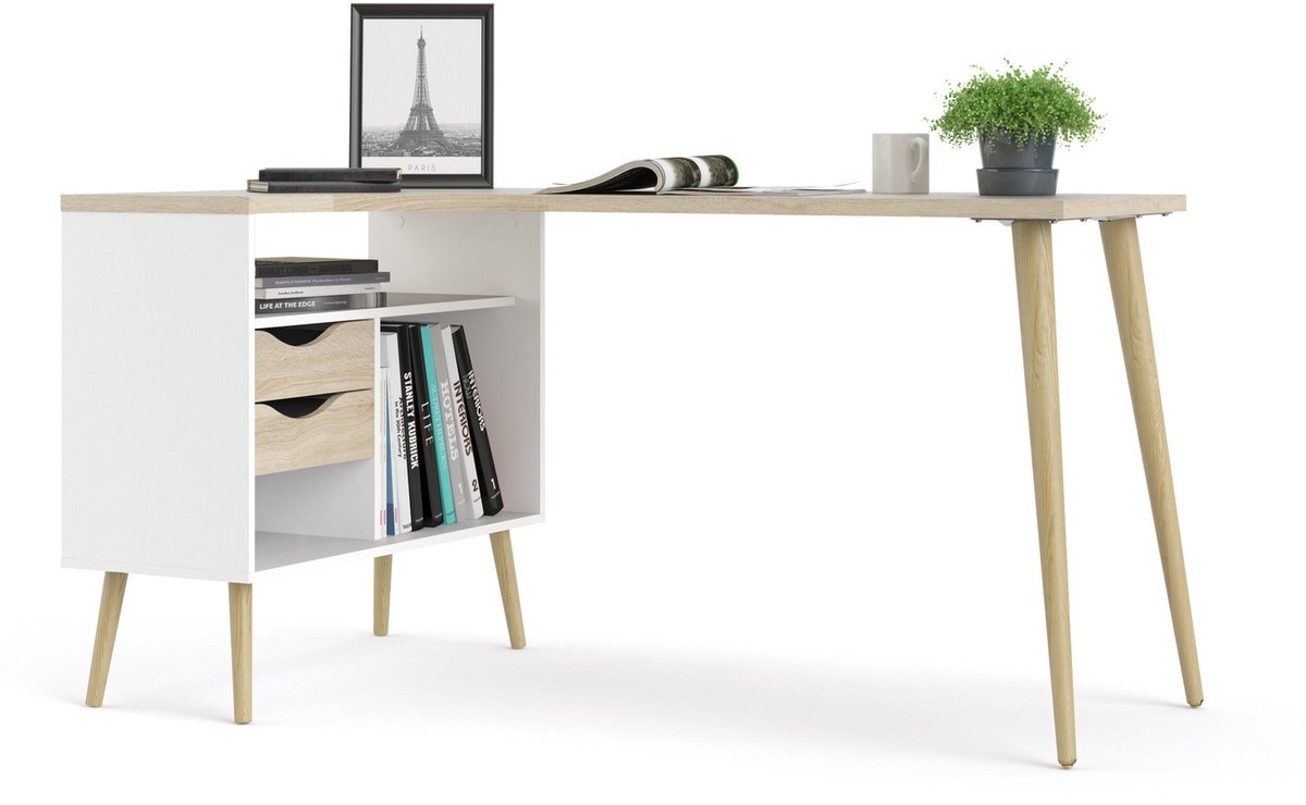 Giga Living Bureau Oslo - Wit/Naturel - 150x75x80cm