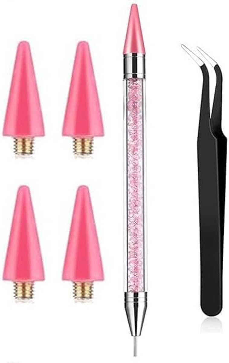 6 Stuks Strass Picker Tool Set: Wax Pen & Pincet voor Nail Art Steentjes