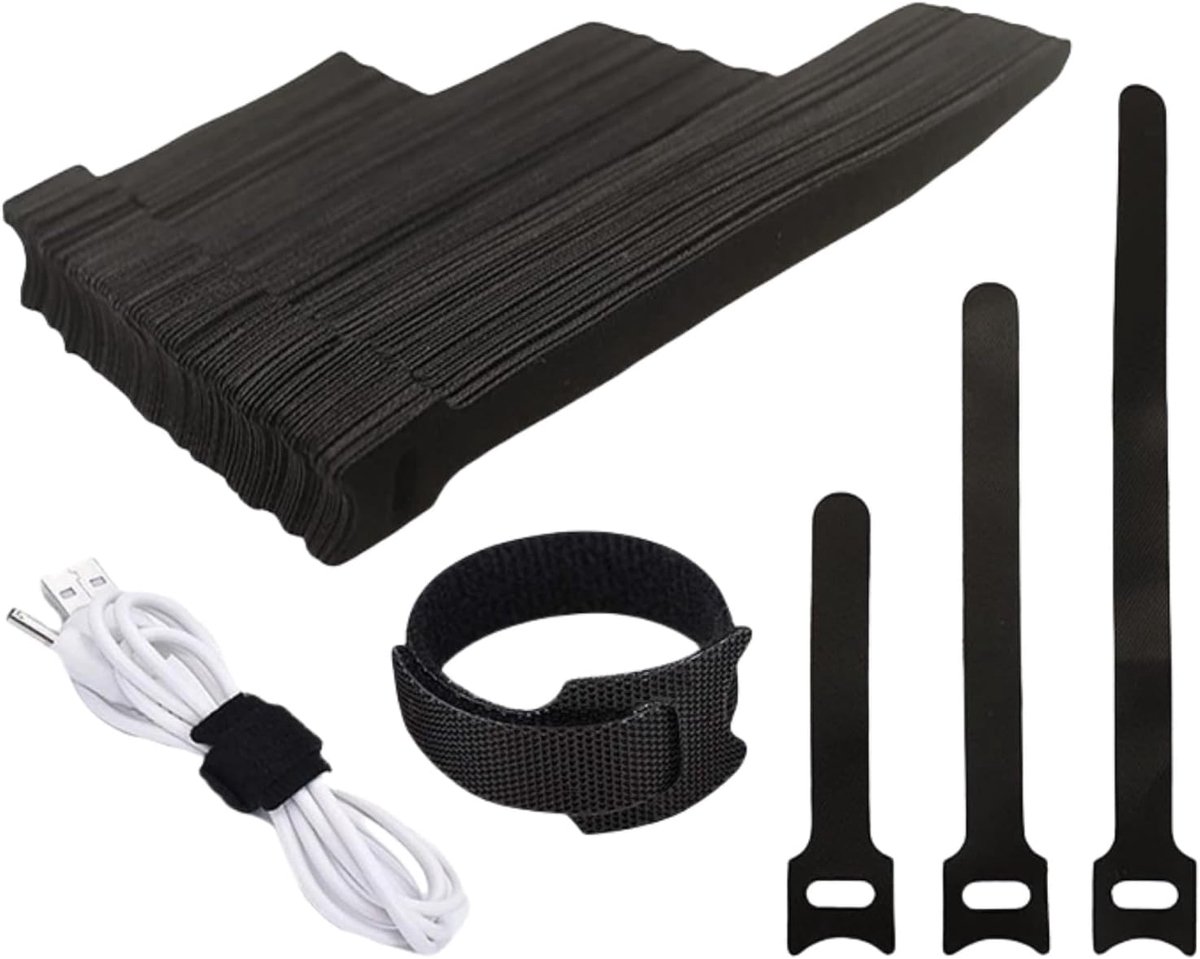 Pack of 50 Reusable Cable Ties - 120mm-400mm - Kabelbinders - Herbruikbare Klemmen voor Thuis, Kantoor en Tuin (12x250mm)