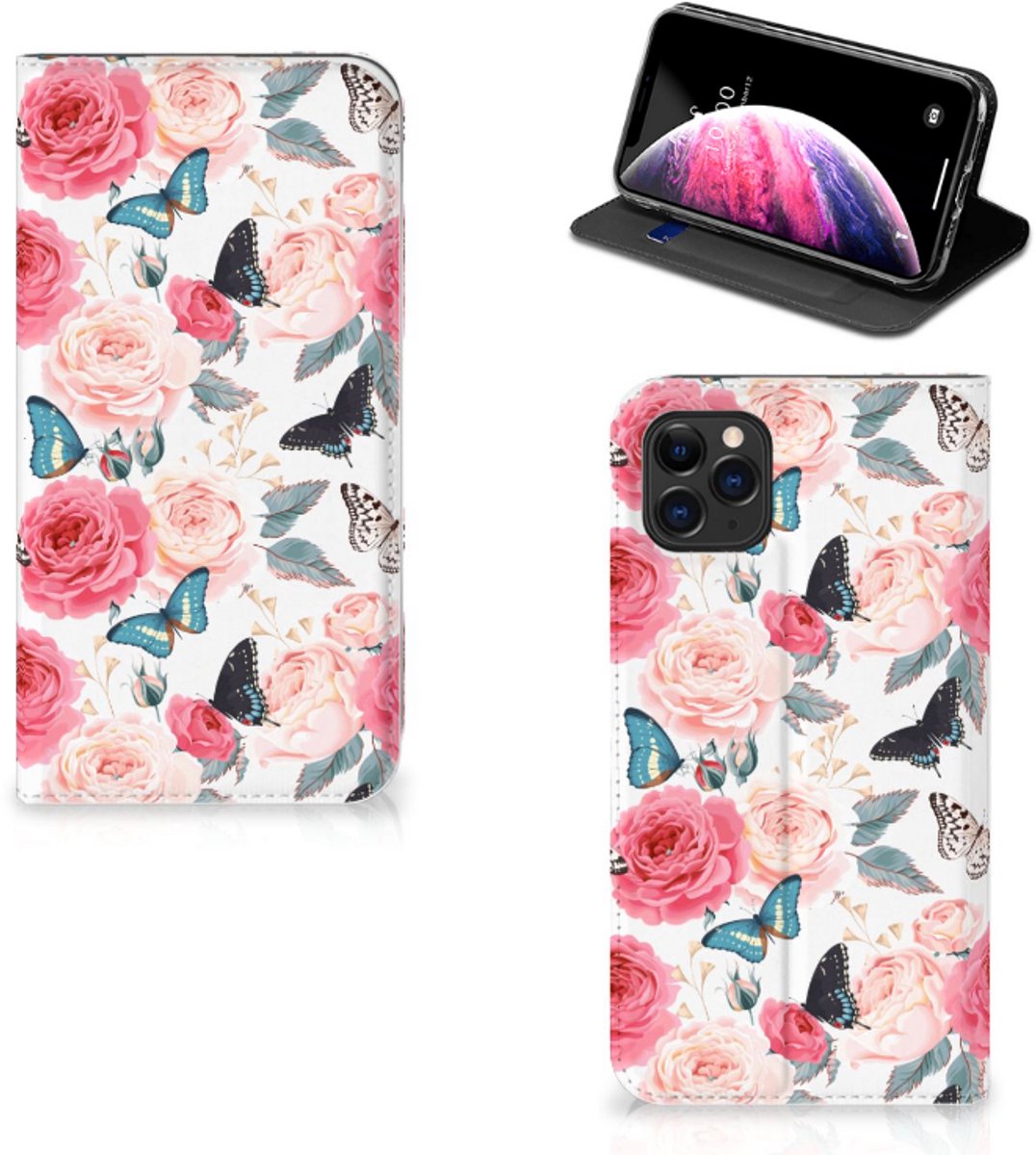 Apple iPhone 11 Pro Max Smart Cover Butterfly Roses